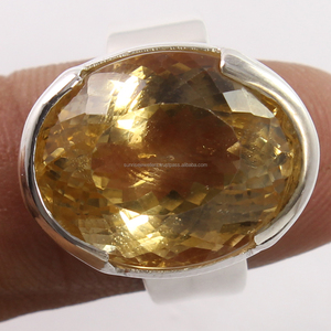 แหวนเงินแท้ 925 ดีไซน์เก๋สำหรับผู้ชาย ประดับพลอยซิทรินสีเหลืองธรรมชาติทรงรี งานฝังแบบ Bezel เหมาะสำหรับงานแต่งงานและงานปาร์ตี้ ไซส์ US - Product Image 2