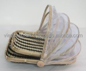 Panier à fruits en bambou du Vietnam, corbeille avec couvercle - Product Image 5