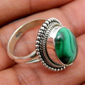 Malachite pierre naturelle bague faite à la main 925 bijoux en argent Sterling femmes mode cadeau bijoux - Product Image 2
