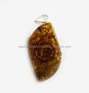 Gemstone Tiger eye shape orgone Agate pendant | wholesaler Tiger eye shape orgone pendant for jewelry and energy