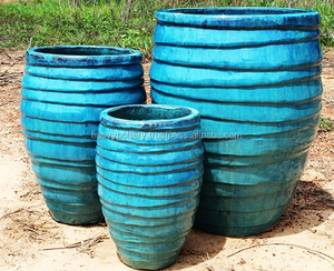 [Anny] Glazed <b>Ceramic</b> Flower Pot, Outdoor <b>Ceramic</b> Planter, Set of 3 // Vietnam Pottery Supplier - Product Image 1