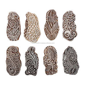 Lienzo de madera Floral hecho a mano, mezcla de bloques de impresión, arte decorativo artesanal al por mayor, en WB-2350 de estante indio - Product Image 1