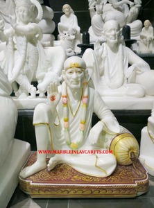 Best Quality Marble Handcrafted <b>Painted</b> Shirdi Sai Baba Sculpture - Product Image 4