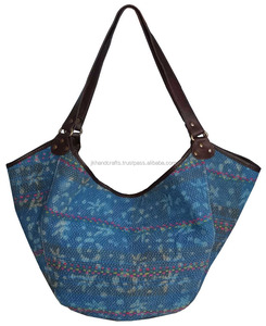 ราคาขายส่ง กระเป๋าผ้าฝ้ายอินดิโก้ งานฝีมือแบบวินเทจ คันธา - Product Image 1