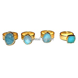 Skyblue Druzy Agate <b>Ring</b> : Buy Top Class Metal Stone <b>Rings</b> - <b>Crystal</b> Export - Product Image 1
