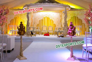 มณฑปงานแต่งงานไม้แกะสลักสวยงาม  มณฑปสี่เสาไม้รูปนกยูง  ผู้ผลิตมณฑปไม้  จำหน่ายของตกแต่งอินเดียในสหรัฐอเมริกา - Product Image 5