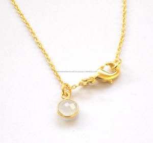 Arco Iris piedra lunar islámico encanto collar hecho a mano chapado en oro enlace Multi-piedra preciosa oro amarillo bisel ajuste capas joyería - Product Image 1