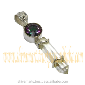 Wholesale <b>Purple</b> Mystic Quartz Gemstone Pendant 925 Sterling Silver Fine Jewelry Pendants & Charms Necklace <b>Gift</b> for Her - Product Image 2