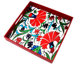 Bandeja de servicio rectangular impresa personalizada elegante bandeja de servicio de café ecológica hecha a mano con decoraciones - Product Image 2