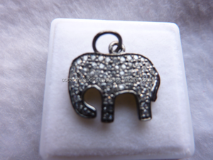 Colgantes de elefante de pavé de diamante, colgante de oro de 14k, dijes de Plata de Ley 925, colgante - Product Image 3