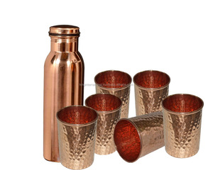 King Copper 1000 <b>ml</b> Tumbler India's Pure <b>100</b>% Ayurvedic Metal Water <b>Bottle</b> for Gifting and Yoga - Product Image 1