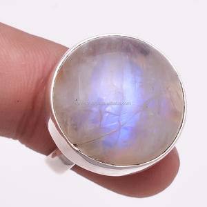 แหวนพลอยมูนสโตนสีเงินสเตอร์ลิงทำด้วยมือเครื่องประดับชั้นดีคลาสสิกสำหรับงานแต่งงานขายส่งจำนวนมากจากผู้ผลิต925 - Product Image 1