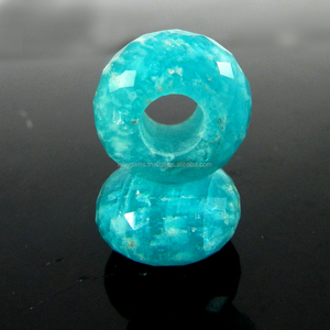 14x8x5mm rond à facettes Amazonite grand trou perles de pierre faites à la main en vrac pierre précieuse bleue pour Making-IG2992 de bijoux - Product Image 2