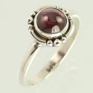 Unique Style Ring Round Size Natural GARNET Gemstones Bezel Setting 925 Solid Sterling Silver Trader Jewellery