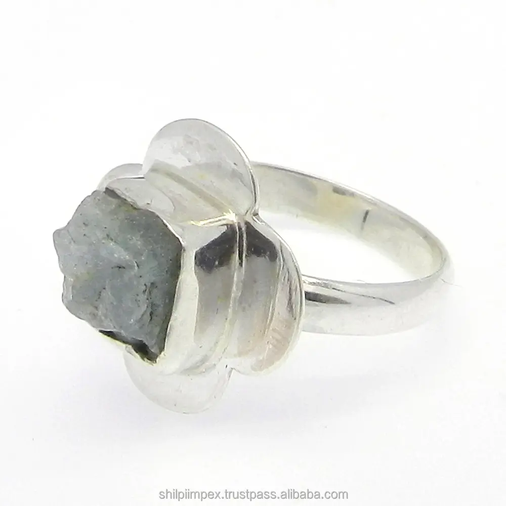 Aquamarine grobe edelstein 925 sterling silber designer handwerk lünette set ring