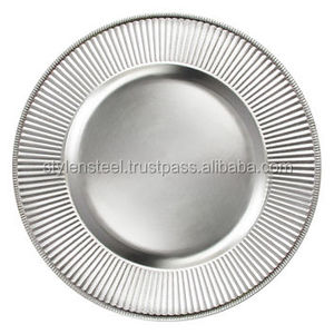 Assiette de chargeur de noël en acier inoxydable, fête de mariage, sous-assiette, assiette de chargeur en argent or, ensembles de vaisselle - Product Image 6
