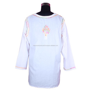DR159 algodón indio pollo bordado algodón Kurti mujeres diseñador pollo bordado túnica camisa algodón Chikankari camisa - Product Image 2