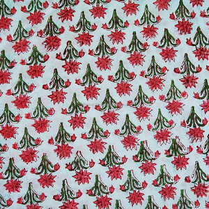 Summer Fashion <b>White</b> Floral Block Printed Cotton Fabric Lightweight Soft Running Fabric forDresses Kurtis Tops Boutique Clothing - Product Image 4