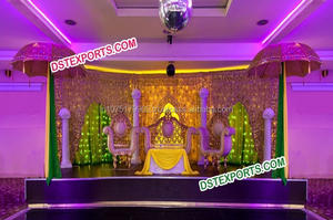 Stylish Wedding Carry Mehandi Stage <b>Decoration</b> Modern Style Wedding Golden Paisleys Mehandi Stage Wedding <b>Mehndi</b> Stage. - Product Image 2