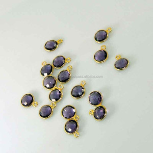 Pendentif en pierre d'améthyste plaqué or et argent sterling 925 en forme de poire collier de pierres précieuses violettes prix de gros - Product Image 4