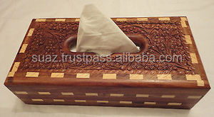 Caja de pañuelos de madera, juego de cajas de pañuelos de madera talladas a mano, funda de pañuelos de madera - Product Image 5