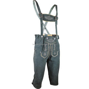 BAVARIAN BUNDHOSEN LONGUEUR DE GENOU VERT LONG LEDERHOSEN / TRACHTEN LEDERHOSEN À VENDRE (Vêtements Oktoberfest) Cuir de chèvre doux - Product Image 2
