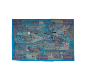 Tapiz Tradicional Azul Turquesa Hecho a Mano - Product Image 1