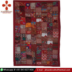 Indian Wholesale Wall Decor Red Sari Patchwork Tapestry - Product Image 1