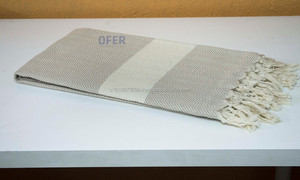 Herringbone Classic Pestemal <b>Turkish</b> <b>Towels</b>, Hamam <b>Towels</b> Wholesale - Blanket - Beige Natural Classic Collection - Product Image 4
