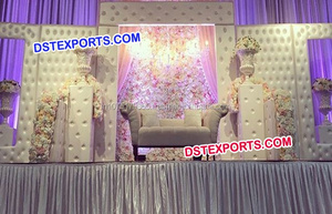 Elegante Compromiso Boda Escenario Cristal Equipado Cuero Telón de fondo Paneles Moderna Recepción DE BODA Tufted Paneles de cuero boda - Product Image 6