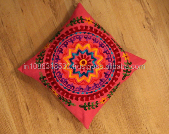 Suzani work Boho-chic наволочки с ручной вышивкой, хлопковые индийские наволочки ручной работы, домашний декор, искусство, оптовая продажа