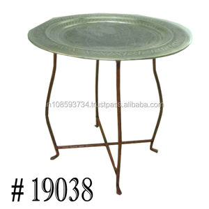 Plateau en métal marocain en fer forgé Table basse Table de plateau d'appoint pliable pour salon chambre à coucher fait à la main personnalisé - Product Image 6