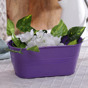 Pot de jardinière ovale en métal violet vibrant pour jardin Patio balcon intérieur extérieur fleur herbe décor - Product Image 2