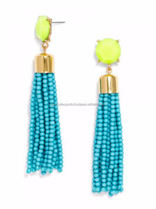 Cuentas facetadas de múltiples piedras preciosas colgantes pendientes cuentas con borla moda - Product Image 5