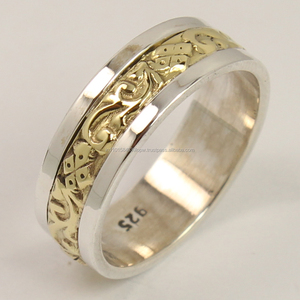 Anillo de Eternidad de Dos Tonos de 6 mm de Ancho, Plata de Ley 925, Sin Níquel ni Plomo, Bonito Anillo de Eternidad para Boda, Aniversario, Fiesta, Unisex - Product Image 1