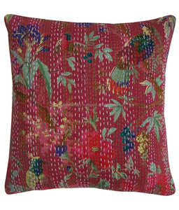 Funda de cojín con estampado de pájaro indio Funda De Almohada Kantha - Product Image 2