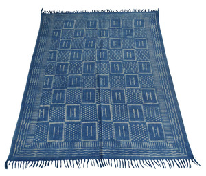 Alfombra azul natural hecha a mano al por mayor Alfombra de área de algodón hecha a mano - Product Image 4