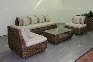 คลาสสิกการออกแบบธรรมชาติน้ำผักตบชวาชุดโซฟาสำหรับห้องนั่งเล่นเฟอร์นิเจอร์หวาย - Product Image 6