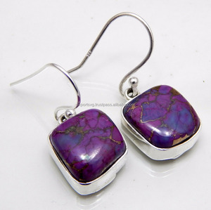New Arrival 925 Sterling <b>Silver</b> <b>Drop</b> <b>Earrings</b> Natural Copper Turquoise Gemstone Gold Plated Fashion Jewelry Party Gift for Her - Product Image 4