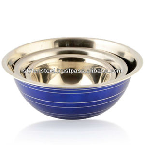 <b>Mixing</b> <b>Bowl</b> Premium Nesting <b>Bowls</b> Stainless Steel <b>Mixing</b> <b>Bowls</b> <b>Set</b> Desi Stainless Steel Colored Stripe Deep - Product Image 2