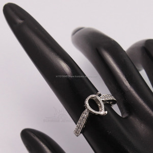 ออกแบบแหวนทุกขนาด CZ กึ่งติดตั้ง5X8มม. ลูกแพร์925เงินสเตอร์ลิง - Product Image 3