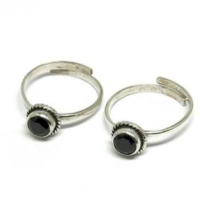 Bague d'orteil en argent Sterling 925 CZ noir, bijoux en argent, bijoux à la mode - Product Image 4