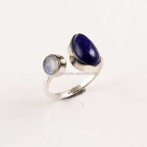 Lapis naturel arc-en-ciel pierre de lune anneaux 925 argent sterling bijoux en gros en vrac bagues fines pour femmes et filles - Product Image 1