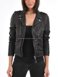 High Quality 2015 New Design Ladies <b>Sheep</b> <b>Skin</b> Leather Motorcycle <b>Jacket</b> Stylish Slim Fit Quilted Fashionable Autumn Winter - Product Image 4