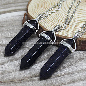 Point de guérison Chakra Agate noire pendentif en cristal perle prisme hexagonal pour colliers et accessoires de mode - Product Image 3