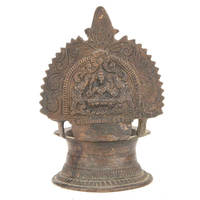 Handmade Golden Brass Gajalakshmi Vilakku Kamatchi Vilakku Oil Lamp Diya Deepak Diwali Aarti Pooja Article Decoration
