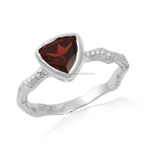 Granate Natural clásico, banda de textura de piedras preciosas de Plata de Ley 925, anillo de ajuste de bisel apilable para fiesta, venta al por mayor, stock listo - Product Image 3