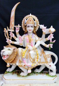 Colorful Durga Mata Marble <b>Painted</b> Idol - Product Image 3