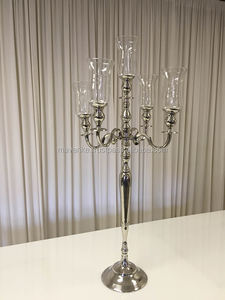 Elegance Look <b>Black</b> Aluminum <b>Candelabra</b> With Glass Votive for Wedding Event Party Centerpiece Floor <b>Candelabra</b> - Product Image 2