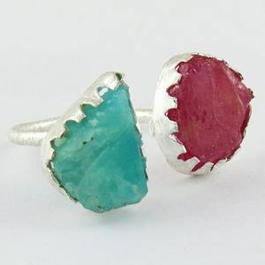 เยี่ยมอัญมณีหยาบพลอยทับทิม925แหวนเงินสเตอร์ลิงชุบทองลดราคาเงิน925 - Product Image 1